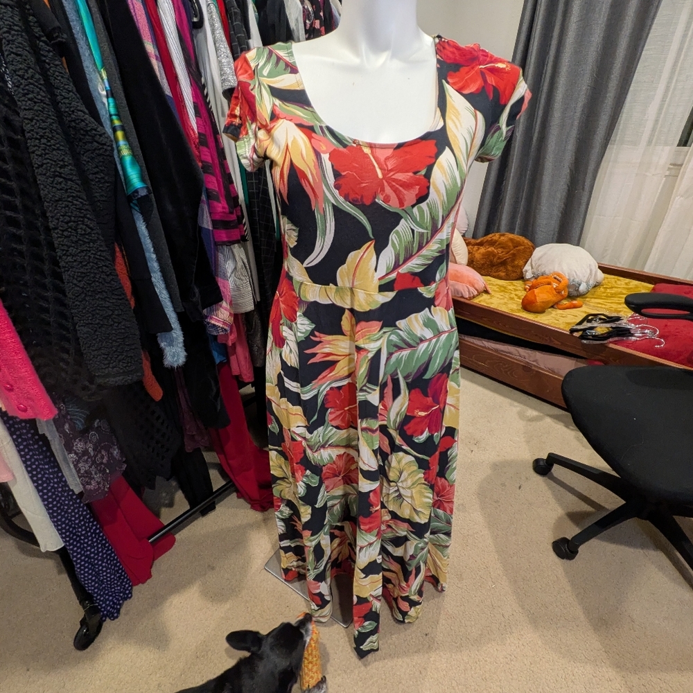 Chaps Tropical Floral Dress - L